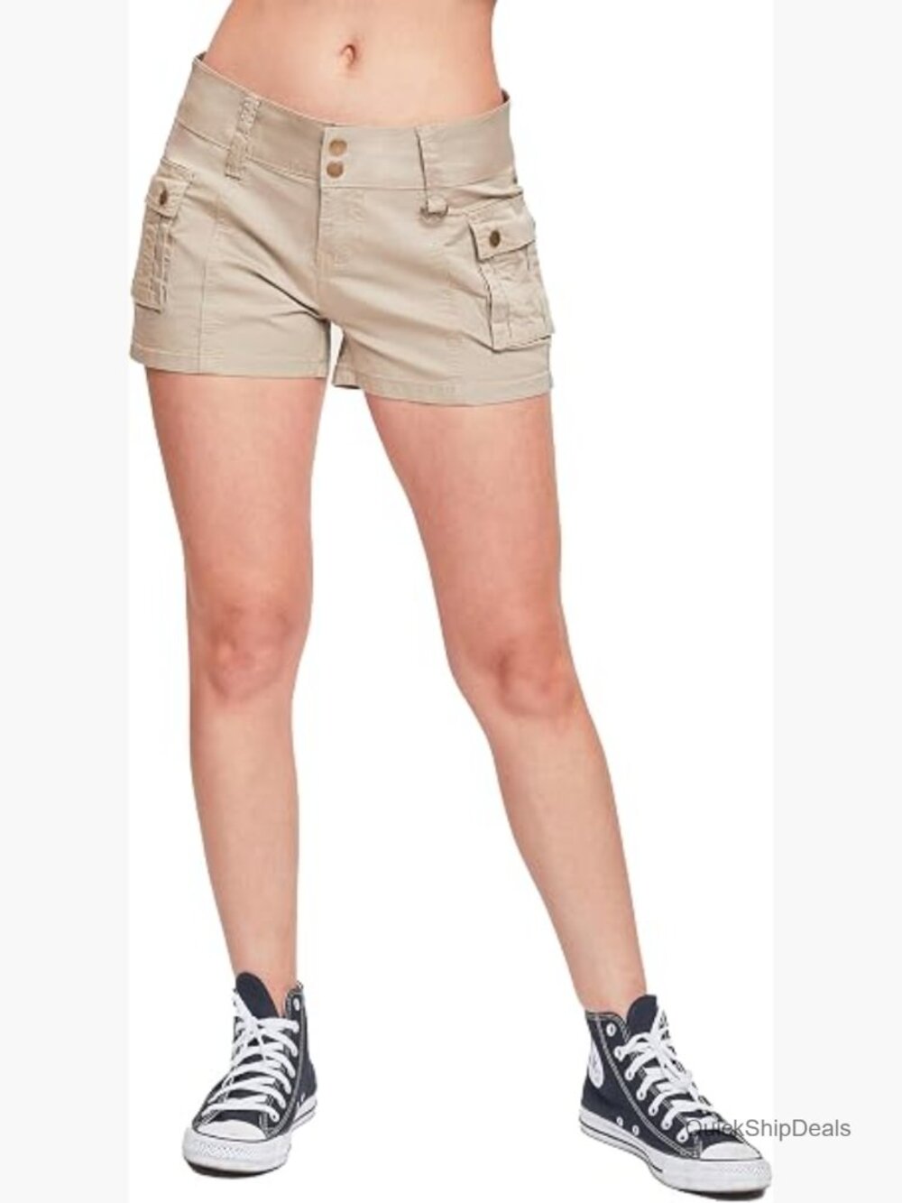 Low Rise Poplin Cargo Shorts with Utility Pockets